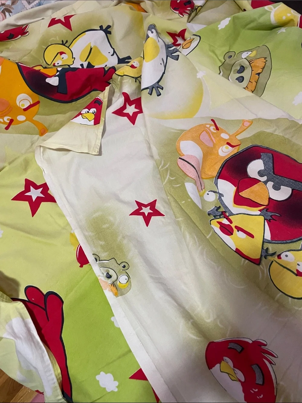 Angry Birds Kids Lime Green Cartoon Bedding Sheet 100% cotton